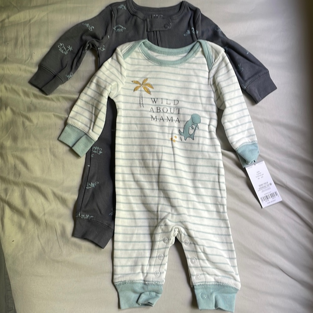 3 month long sleeve bodysuits. 2 pieces. Dinosaur bodysuits